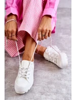 Modne Lakierowane Trampki Big Star KK274045 Białe Modne Lakierowane Trampki Big Star KK274045 Białe