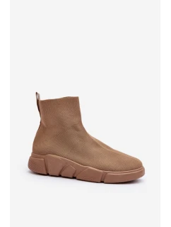 Damskie Buty Sportowe Ze Skarpetą Beżowe Zirila