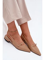 Kožené sandály na nízkém podpatku Maciejka K7449-04 tmavě béžové
