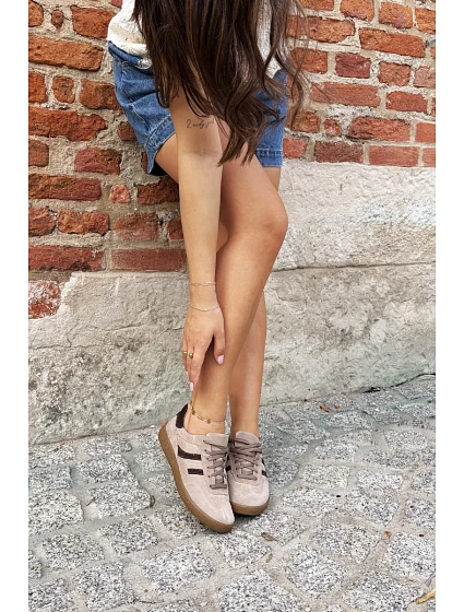 Dámske kožené semišové tenisky Zazoo N1176S2 Dark Beige