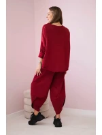 Bavlnená mikina nohavice set Burgundy Bavlnená mikina nohavice set Burgundy