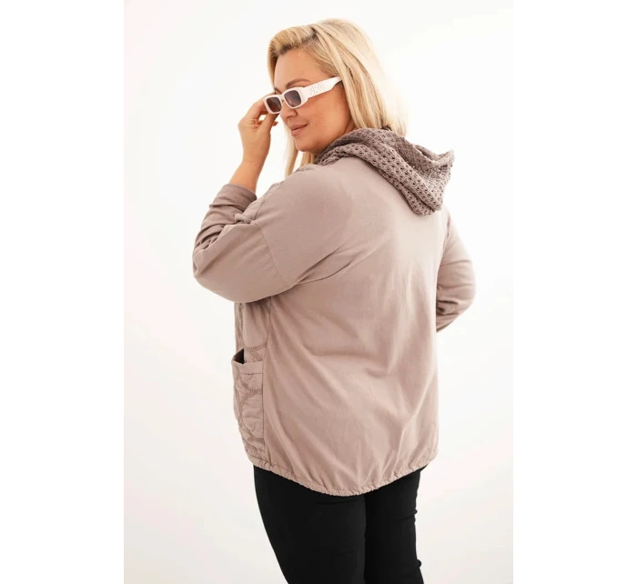 Dámske Plus veľkosť bavlnená mikina na zips Fango