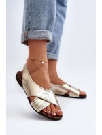 Zazoo 40407 Sandały Skórzane Damskie Złote