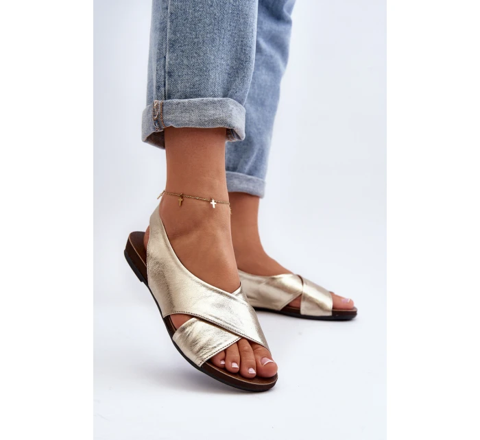 Zazoo 40407 Sandały Skórzane Damskie Złote