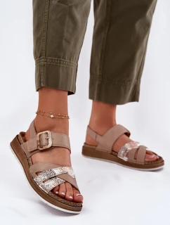 Dámské Sandály S Přezkou Béžové model 21697910 - Inblu