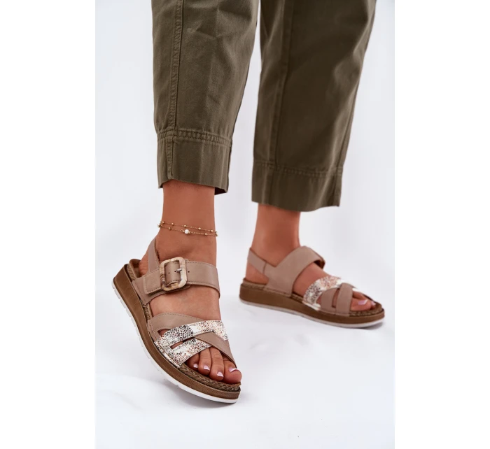 Dámské Sandály S Přezkou Béžové model 21697910 - Inblu