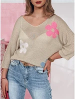 Dámský prolamovaný svetr beige Dstreet model 21976226 - FashionStreet Dámský prolamovaný svetr beige Dstreet model 21976226 - FashionStreet