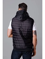 Černá pánská vesta s kapucí model 18344809 - J.STYLE Černá pánská vesta s kapucí model 18344809 - J.STYLE