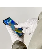 Pletené rukavice na telefon s výřezem na model 22083389 béžové - Hurtel