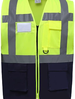 Yoko HVW 801 Hi-Vis multifunkčná vesta 79.W801 hi vis žltá/námornícka modrá