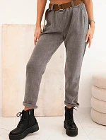 Dámske tmavosivé nohavice so šnúrou a opaskom