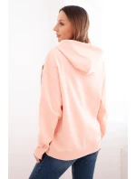Dámská mikina s kapucí a model 21494967 z bavlny lososová - K-Fashion