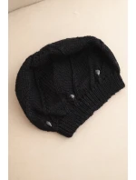 Dámska zimná čiapka z vlny s ozdobnými kryštálmi K461 čierna Dámska zimná čiapka z vlny s ozdobnými kryštálmi K461 čierna