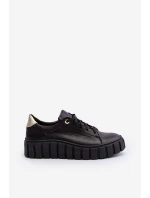 Dámská kožená polobotka na tlusté  černá model 21646240 - Zazoo