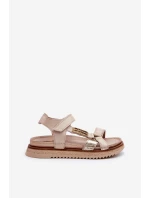 Zazoo 50103 Damskie Skórzane Sandały Na Platformie Beżowe