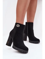 Ocieplane Botki Damskie Na Słupku Z Ozdobnym Detalem Czarne Vessara Ocieplane Botki Damskie Na Słupku Z Ozdobnym Detalem Czarne Vessara
