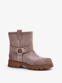 Dámske semišové členkové topánky Lewski Cappuccino