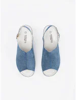 Praktické dámské sandály modré na klínku Praktické dámské sandály modré na klínku