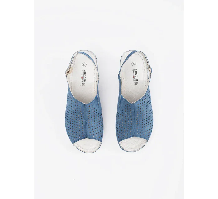 Praktické dámské sandály modré na klínku Praktické dámské sandály modré na klínku