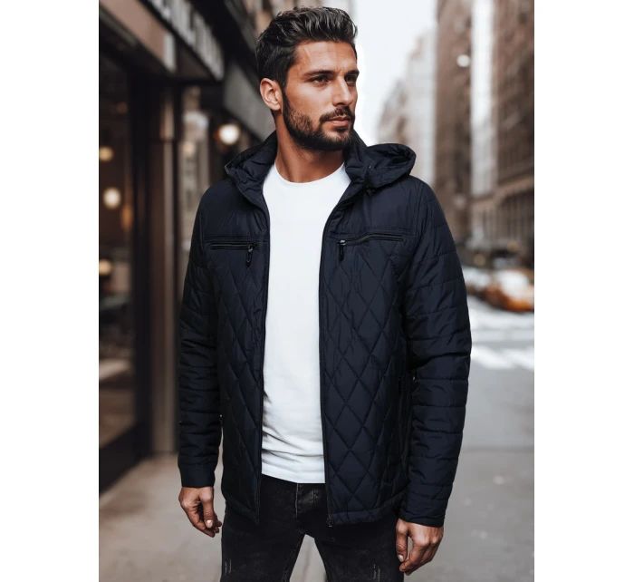 Pánská prošívaná bunda s kapucí tmavě modrá Dstreet model 21982972 - FashionStreet