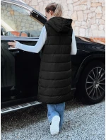 Dámska dlhá prešívaná vesta čierna FashionStreet TY5267 Dámska dlhá prešívaná vesta čierna FashionStreet TY5267