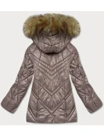 Dámska prechodná bunda vo farbe cappuccino s kapucňou (H-97-1)