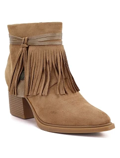 Dámské kovbojské kotníkové boty s třásněmi, zateplené, barva camel, M. Daszyński