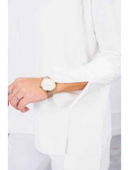 Súprava s oversize blúzkou v ecru farbe