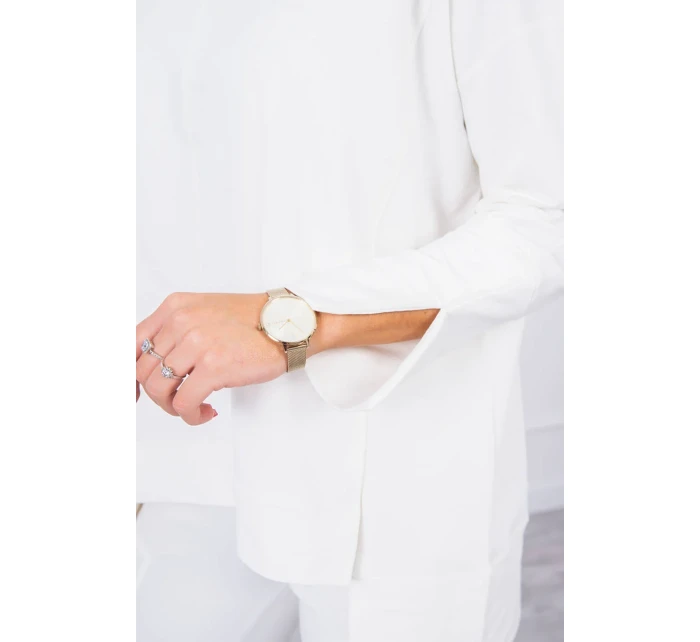 Súprava s oversize blúzkou v ecru farbe