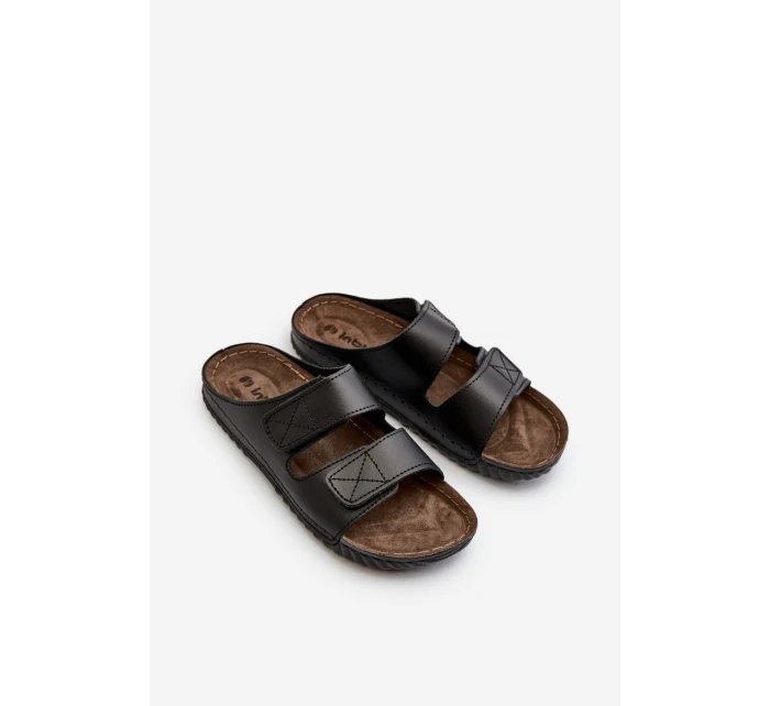 Pohodlné pánské sandály s suchým zipem model 21665794 černé - Inblu