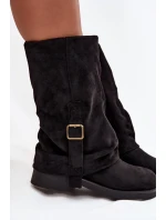 Dámské kozačky s  lemem do  s přezkou Černé model 21715266 - Boto
