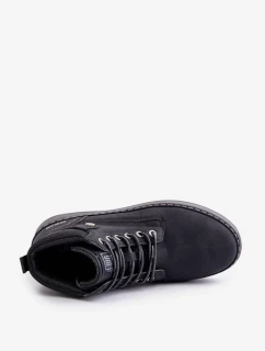 Šnurovacie pánske členkové topánky Big Star Hi-Poly System Black