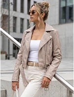 Dámska bunda v štýle Ramones s koženým opaskom, béžová, FashionStreet TY5719