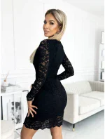 Černé krajkové šaty s dlouhými rukávy a výstřihem model 5406033 - numoco Černé krajkové šaty s dlouhými rukávy a výstřihem model 5406033 - numoco