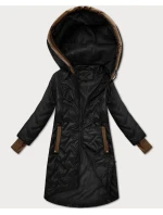 Černá dámská prošívaná bunda s ozdobnými vsadkami model 21308846 - HONEY WINTER