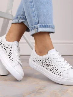 Pohodlné kožené topánky Rieker W RKR641 white