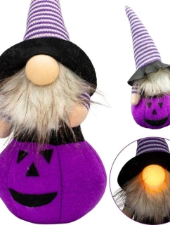 DEKORATÍVNA FIGÚRKA TEKVICA 25CM LED HALLOWEEN FIALOVÁ