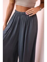 Dámske široké viskózové nohavice s elastickým pásom graphite Dámske široké viskózové nohavice s elastickým pásom graphite