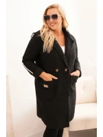 Dámský kabát Plus Size z  s kapsami černý model 21297072 - K-Fashion