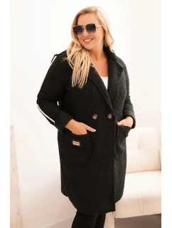 Dámský kabát Plus Size z  s kapsami černý model 21297072 - K-Fashion