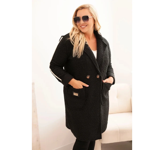 Dámský kabát Plus Size z  s kapsami černý model 21297072 - K-Fashion