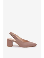 Dámské sandály s na podpatku Taupe model 22221087 - Zazoo Dámské sandály s na podpatku Taupe model 22221087 - Zazoo