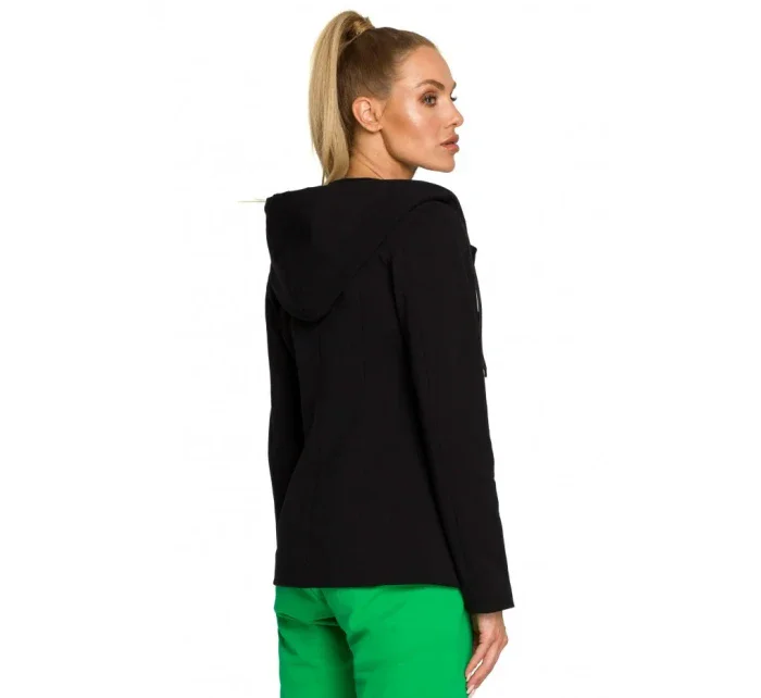 model 17626046 Bunda s kapucí a jedním knoflíkem černá - Moe