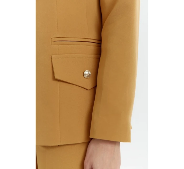 K141 Sako s dvojitým vreckom a klopou - škoricové