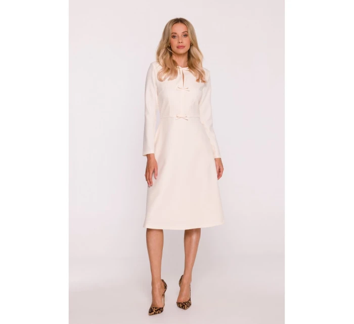 S414 Šaty s mašľou - slonovinová kosť S414 Šaty s mašľou - slonovinová kosť