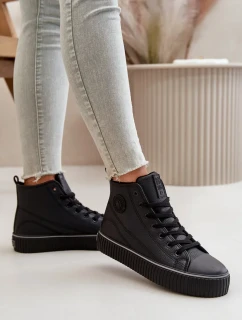 Dámske zateplené tenisky z eko kože Big Star Black