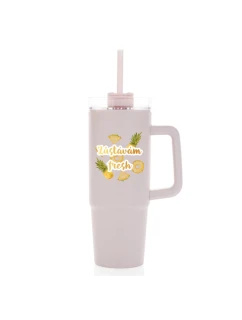 Personalizovaná termoska s průhledným víčkem s ovocem a textem 