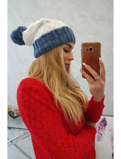 Milano fleecová čiapka K203 ecru+jeans