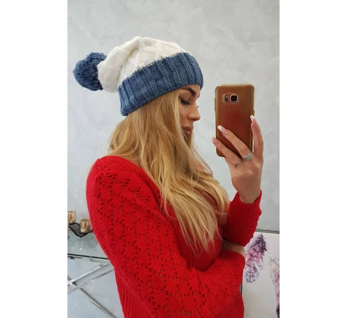 Milano fleecová čiapka K203 ecru+jeans