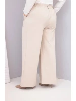 Dámske Plus veľkosť široké nohavice s vysokým pásom béžová